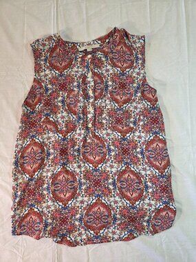 Loft Women’s Floral Print Blouse Sleeveless Size M 3/4 Sleeve